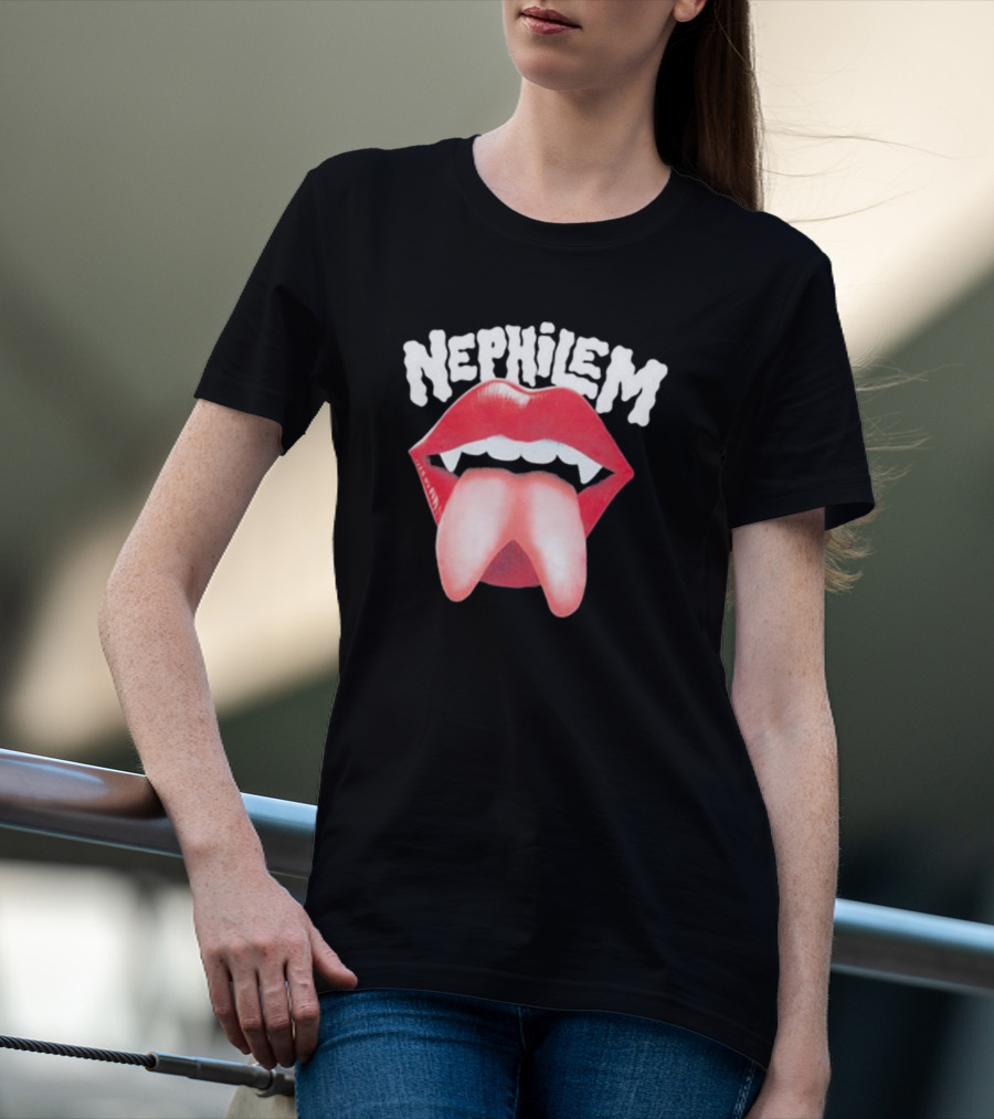 Nephilem Vampire Lips With Fangs And Extended Tongue T-Shirt