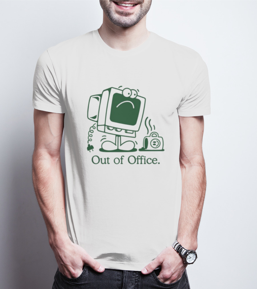 Out Of Office Sad Computer Icon With Coffee Cup T-Shirt