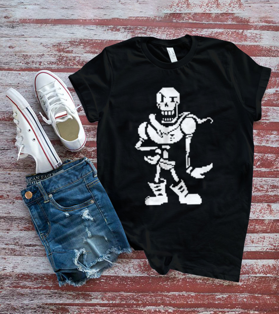 Undertale Papyrus Skeleton Warrior Pixel Art Battle Sprite T-Shirt