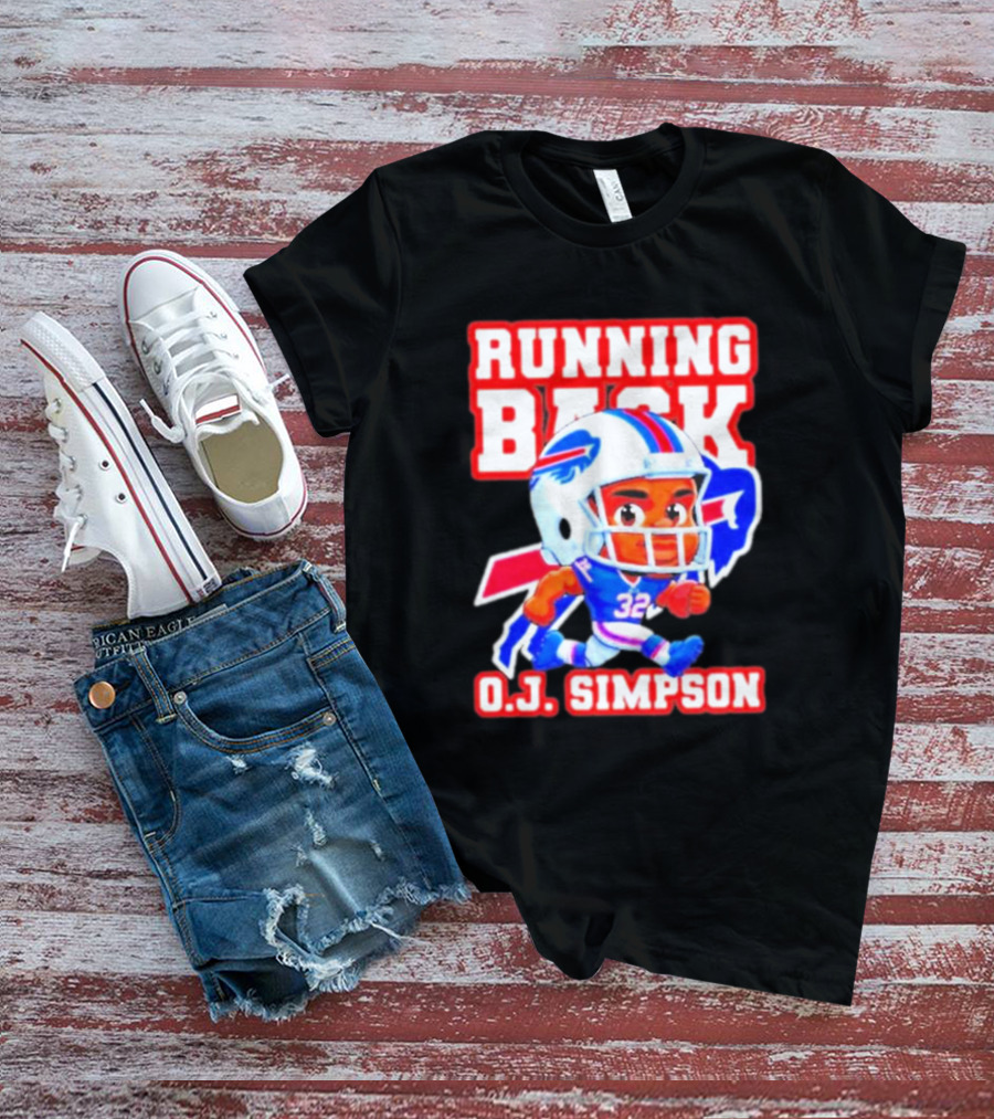 Running Back O.J. Simpson Cartoon Buffalo Bills Football Player T-Shirt