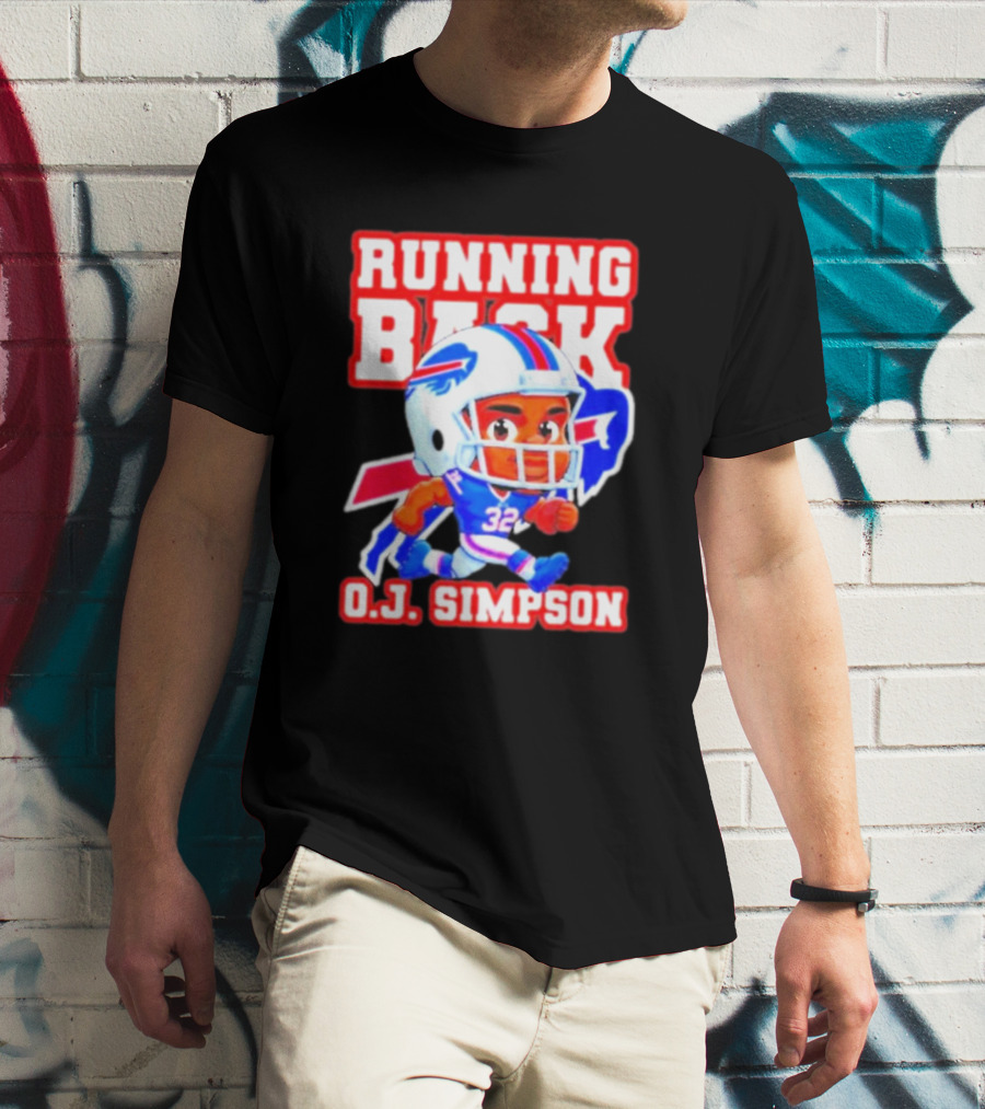 Running Back O.J. Simpson Cartoon Buffalo Bills Football Player T-Shirt