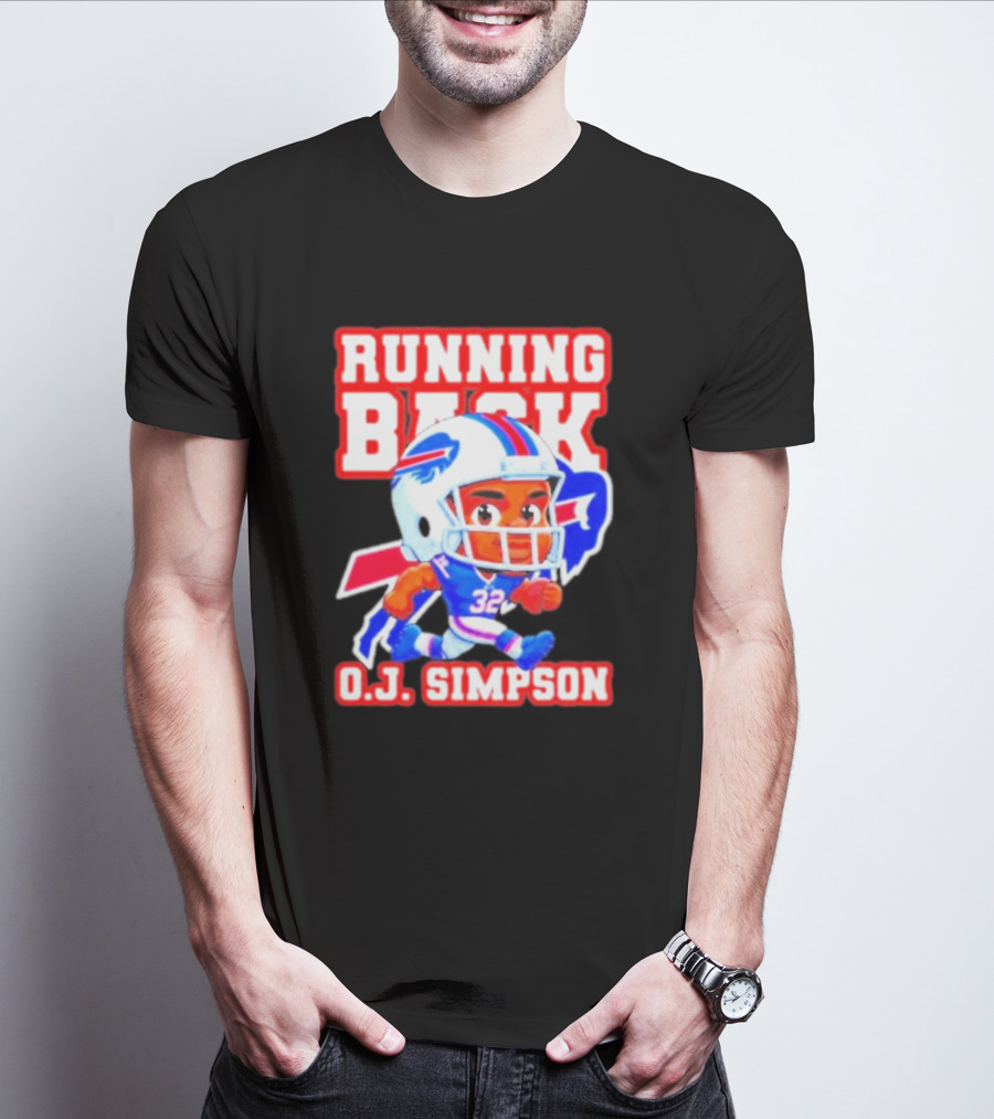 Running Back O.J. Simpson Cartoon Buffalo Bills Football Player T-Shirt