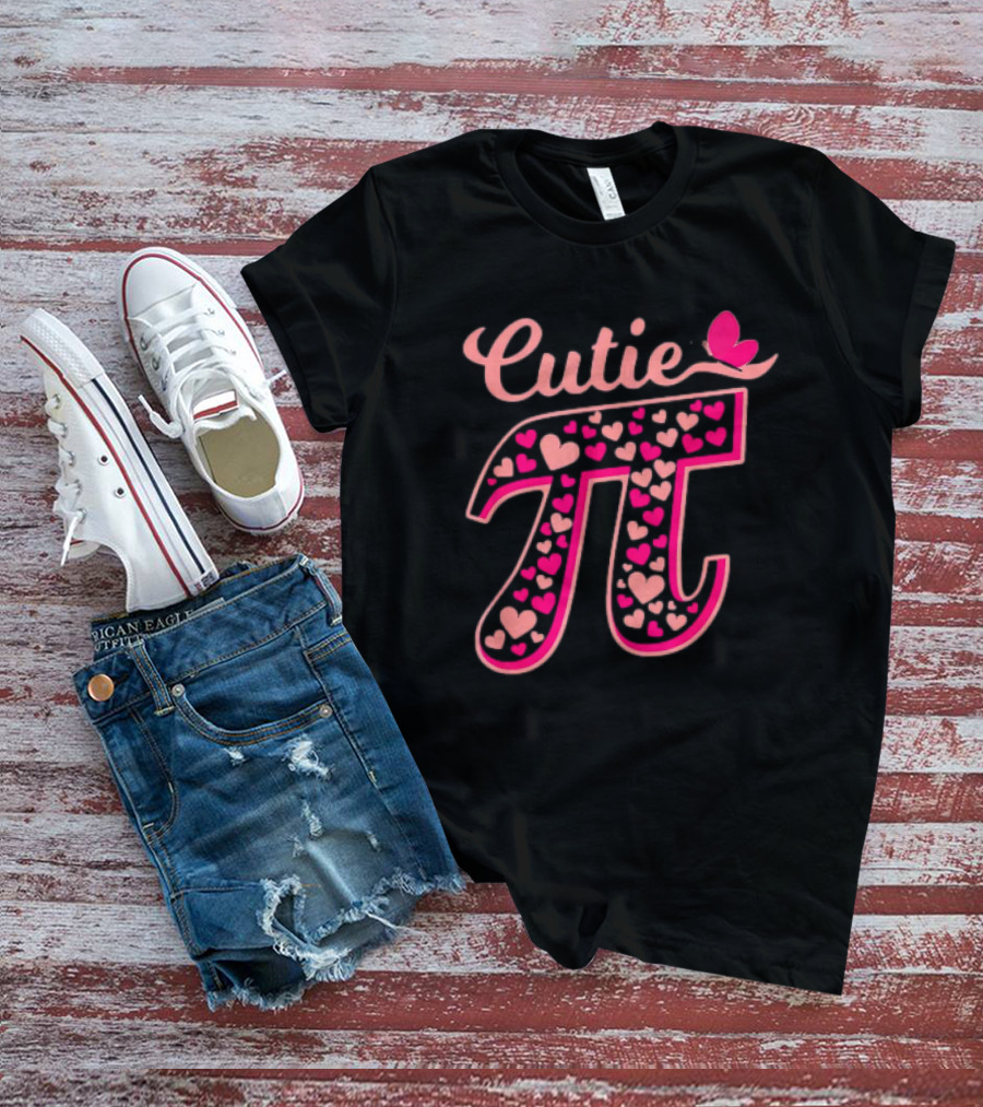 Cutie Pi Day Women Kids Men Toddler Math Teacher Butterfly Hearts T-Shirt