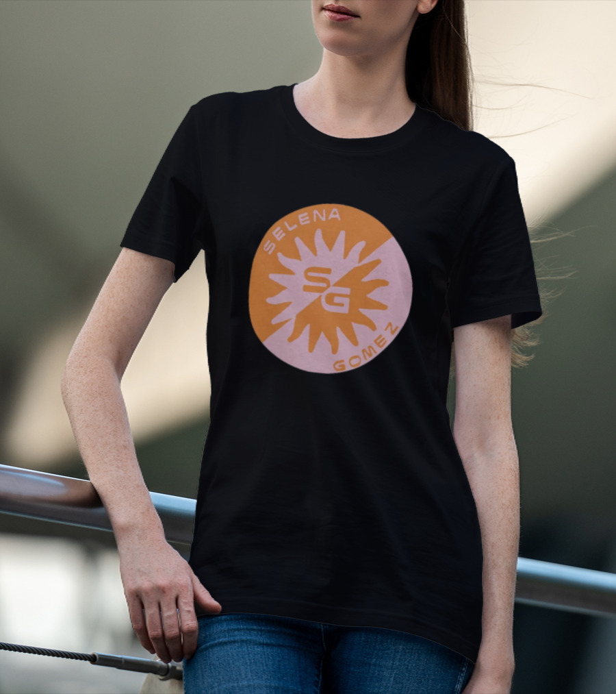 Selena Gomez SG Sunset Logo Circle Orange Pink T-Shirt