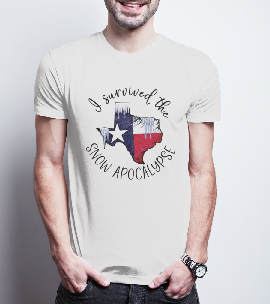I Survived The Snow Apocalypse Texas Flag Icicles Map T-Shirt