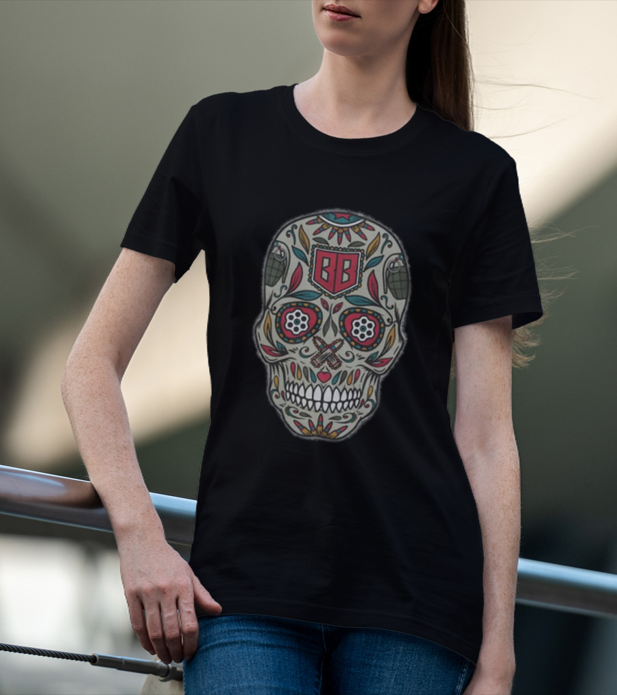 Bunker Branding BB Calaveras Skull Design With Grenades And Crossed Guns T-Shirt