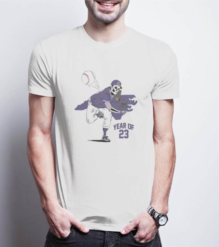 Year Of 23 Skeleton Pitcher North Carolina T-Shirt