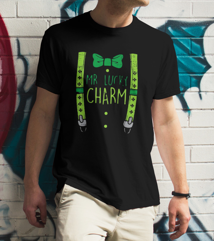Mr Lucky Charm Suspenders St Patricks Day Boys T-Shirt