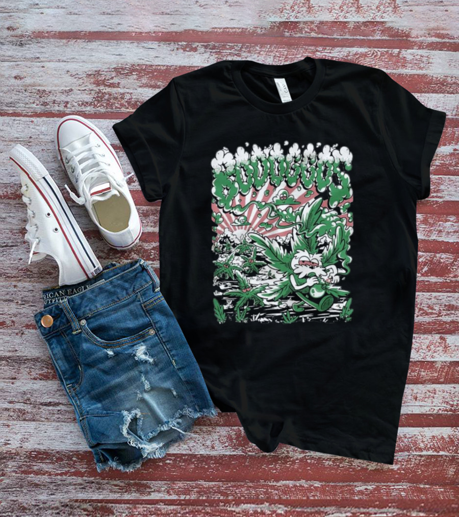 Bodoggos 4-20 Cartoon Dogs With Smoke And Green Leaves T-Shirt