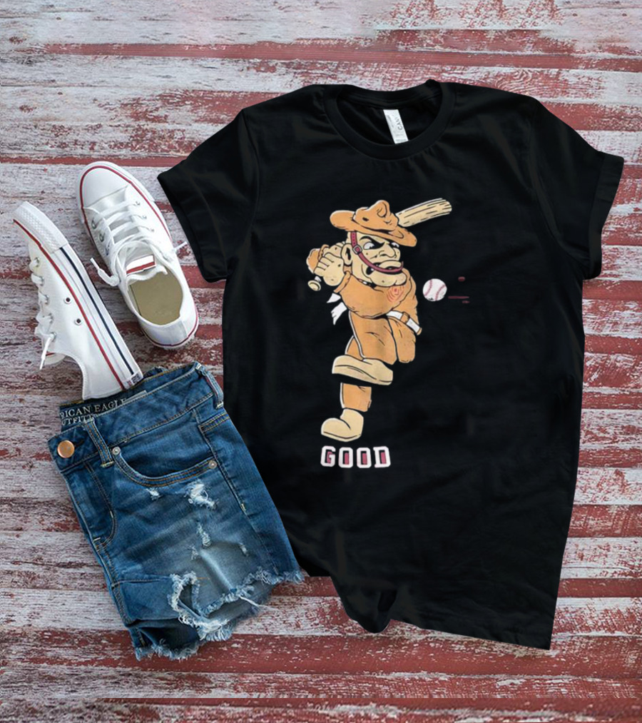 Good Tam Baseball Comic Character Swinging At Pitch T-Shirt