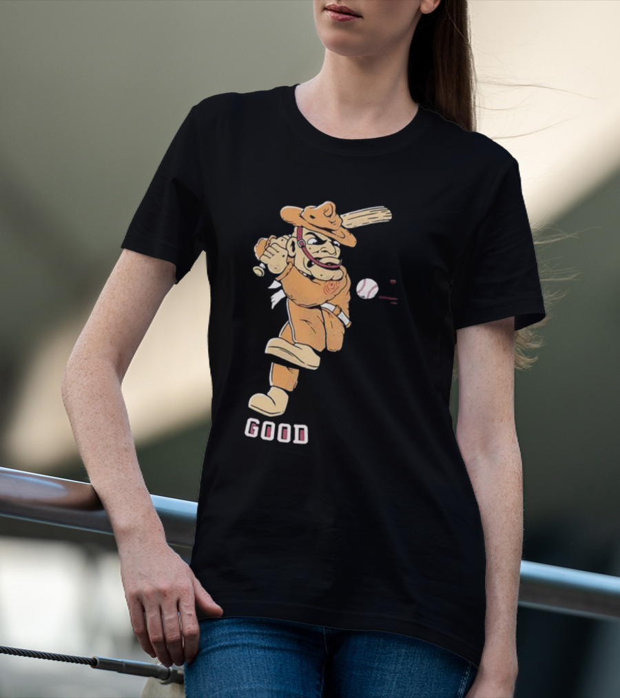 Good Tam Baseball Comic Character Swinging At Pitch T-Shirt