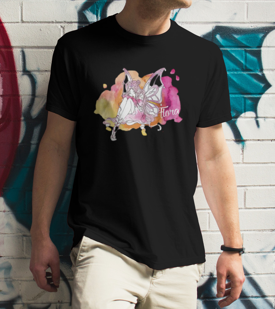 Flora Winx Club Merch Shine Bright Watercolor Wings T-Shirt