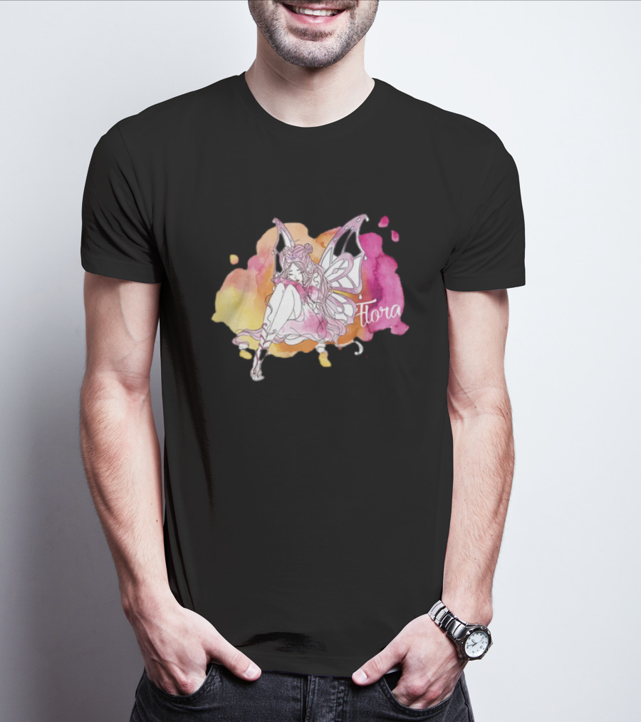Flora Winx Club Merch Shine Bright Watercolor Wings T-Shirt