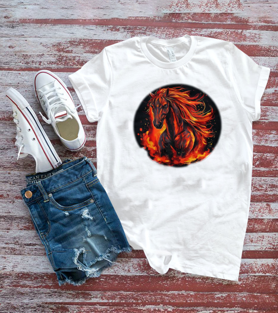 Funny Flaming Horse For Burning Flames Lovers T-Shirt