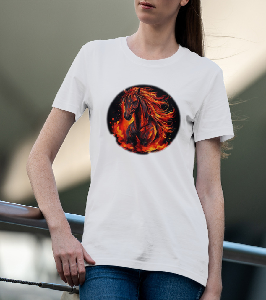 Funny Flaming Horse For Burning Flames Lovers T-Shirt