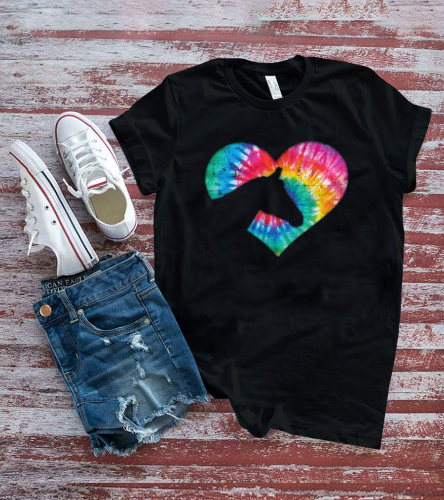 Tie-Dye Heart Horse Lover T-Shirt
