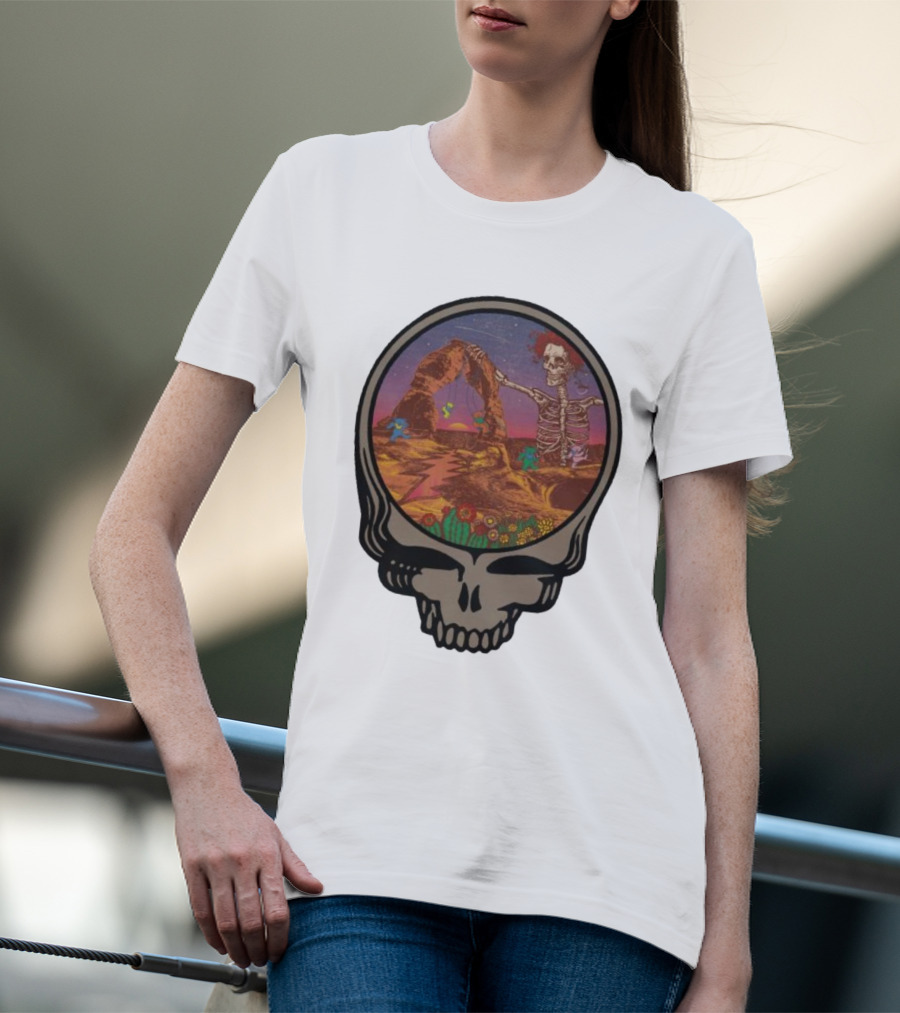 Grateful Dead Skull And Skeleton In Moab Desert Scene T-Shirt