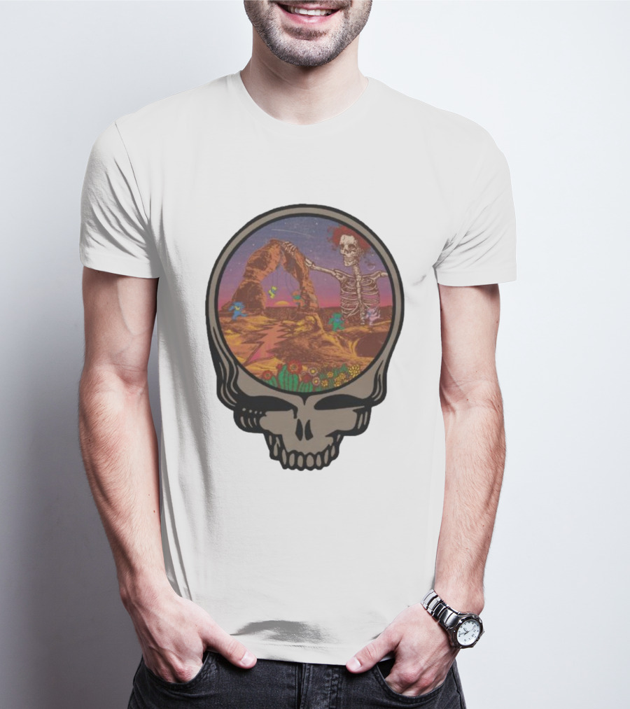 Grateful Dead Skull And Skeleton In Moab Desert Scene T-Shirt