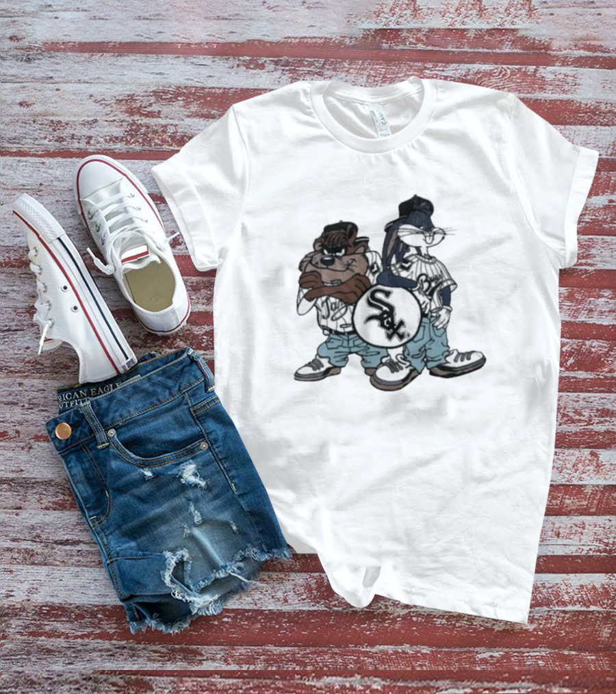 Chicago White Sox Looney Tunes Taz And Bugs Bunny Baseball Characters T-Shirt
