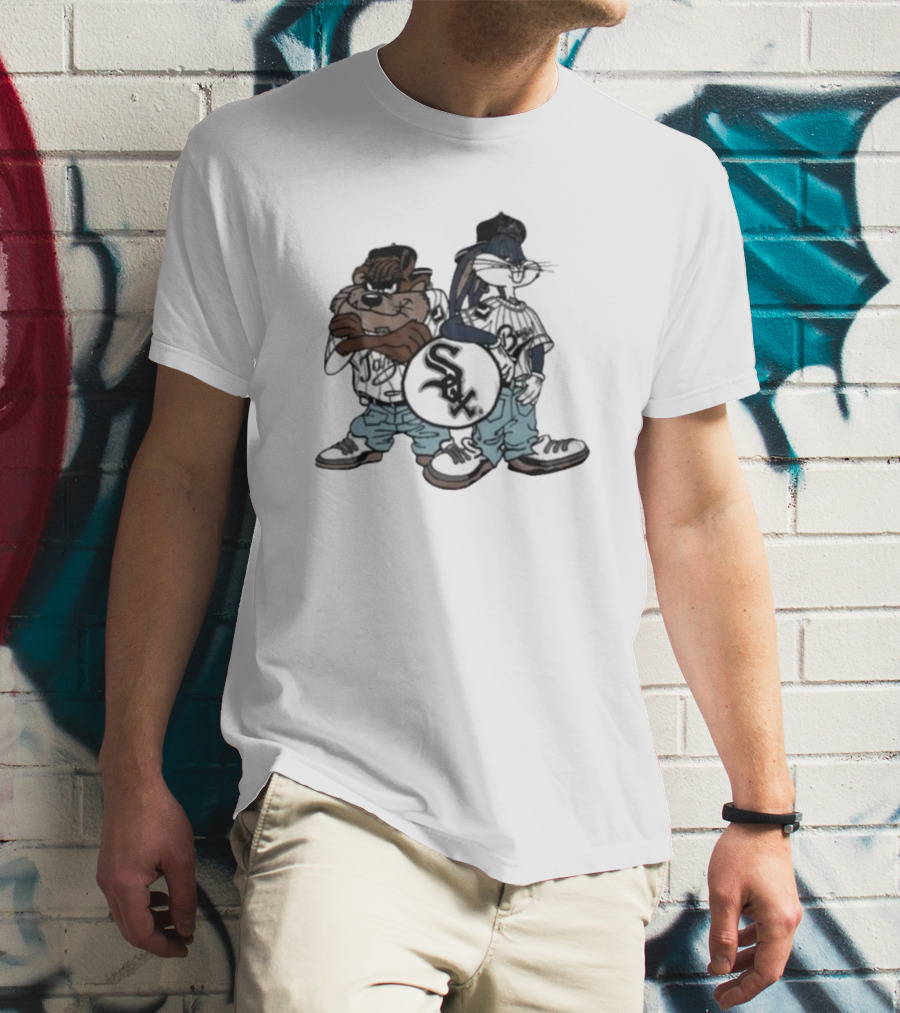 Chicago White Sox Looney Tunes Taz And Bugs Bunny Baseball Characters T-Shirt