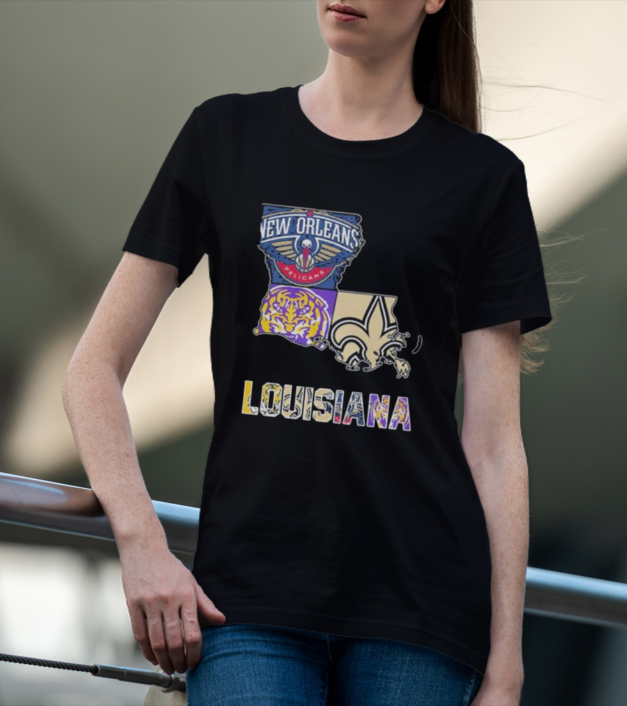 New Orleans Pelicans LSU Tigers New Orleans Saints Louisiana Pride T-Shirt