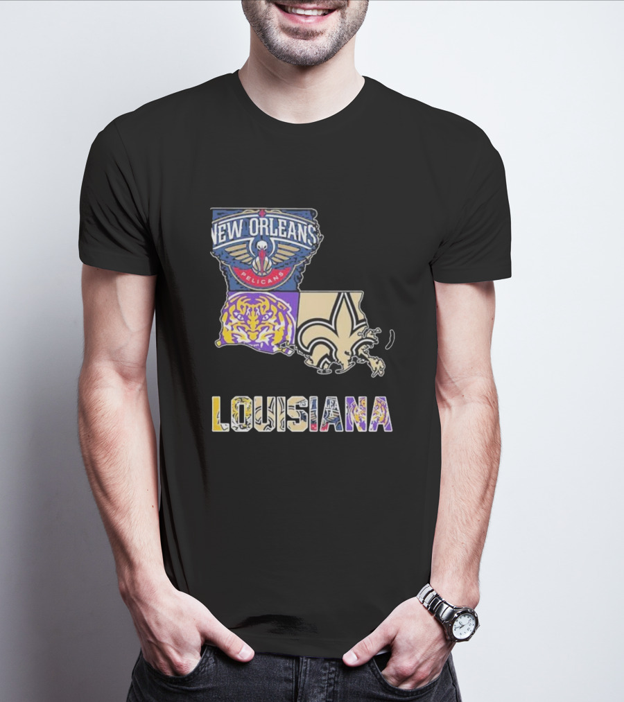 New Orleans Pelicans LSU Tigers New Orleans Saints Louisiana Pride T-Shirt