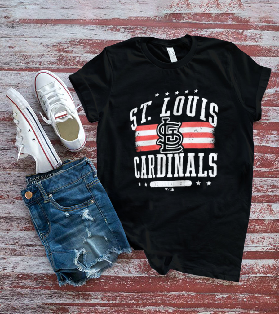 St. Louis Cardinals Americana Big And Tall Stars And Stripes Logo With St. Louis MO T-Shirt