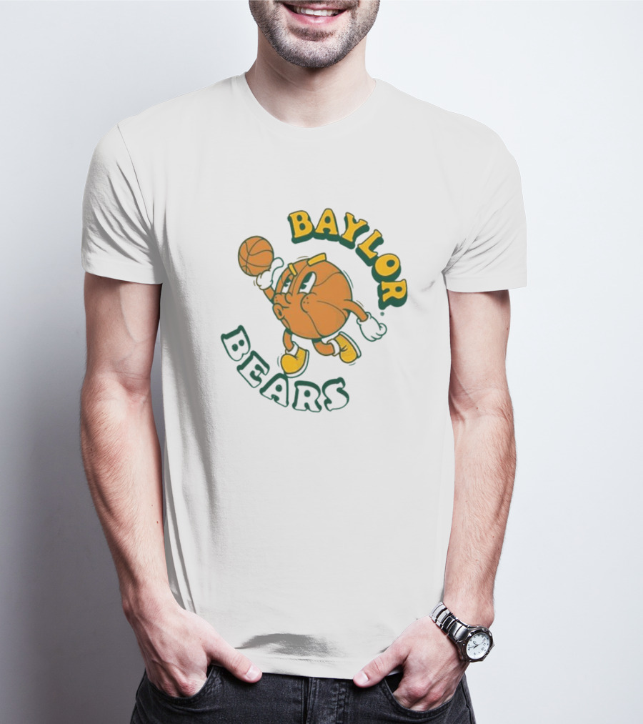 Baylor Bears Basketball Vintage Cartoon Logo Youth Green T-Shirt