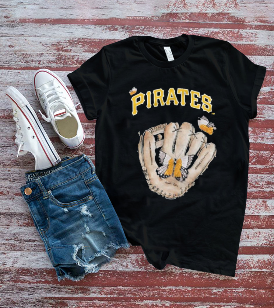 Pittsburgh Pirates Toddler Butterfly Baseball Glove Tiny Turnip T-Shirt