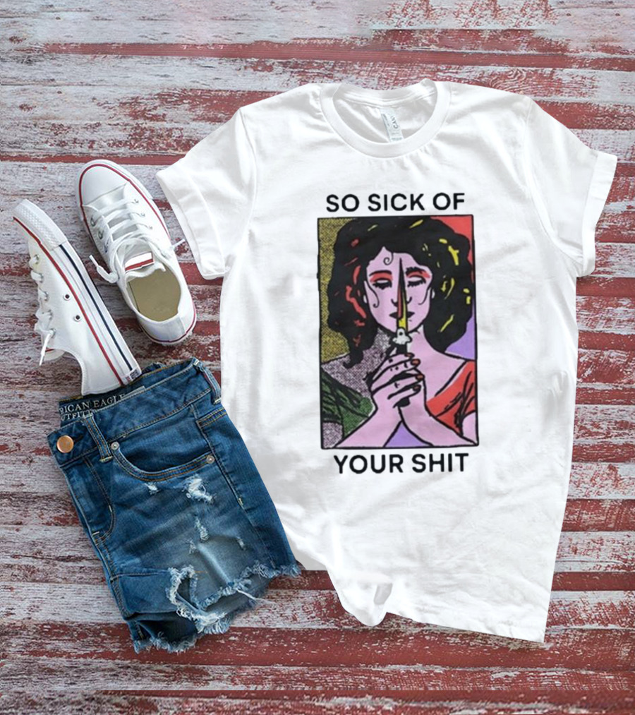 So Sick Of Your Shit Woman Holding Knife Colorful Pop T-Shirt