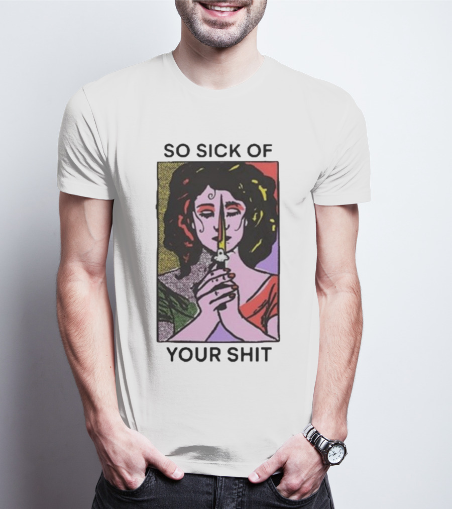 So Sick Of Your Shit Woman Holding Knife Colorful Pop T-Shirt