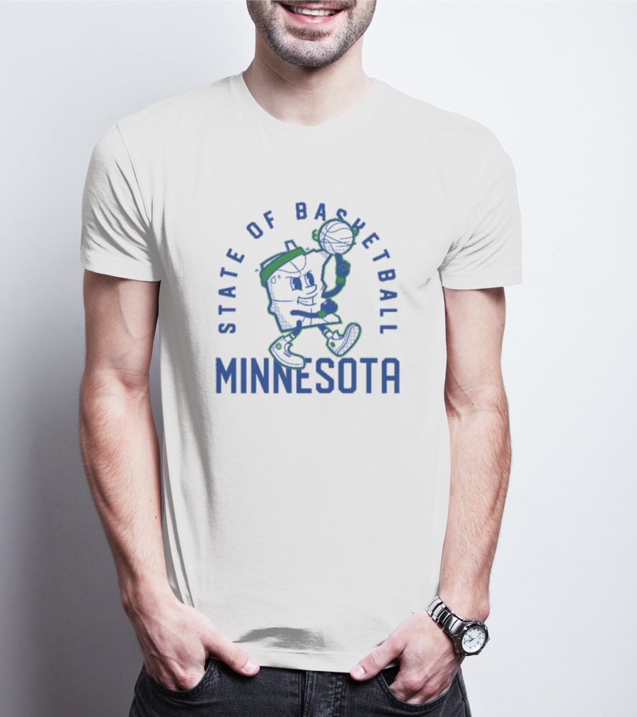 Minnesota State Of Basketball Retro Cartoon T-Shirt