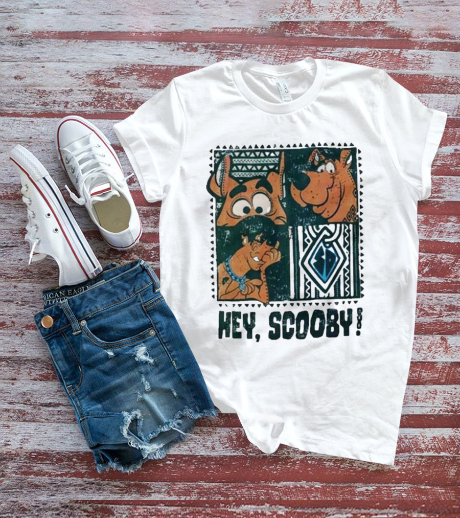 Scooby Doo Hey Scooby With Geometric Patterns And Scooby-Doo Facials T-Shirt
