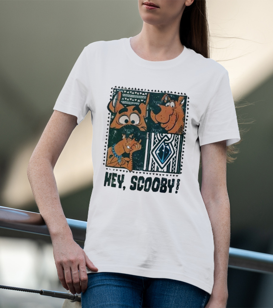 Scooby Doo Hey Scooby With Geometric Patterns And Scooby-Doo Facials T-Shirt