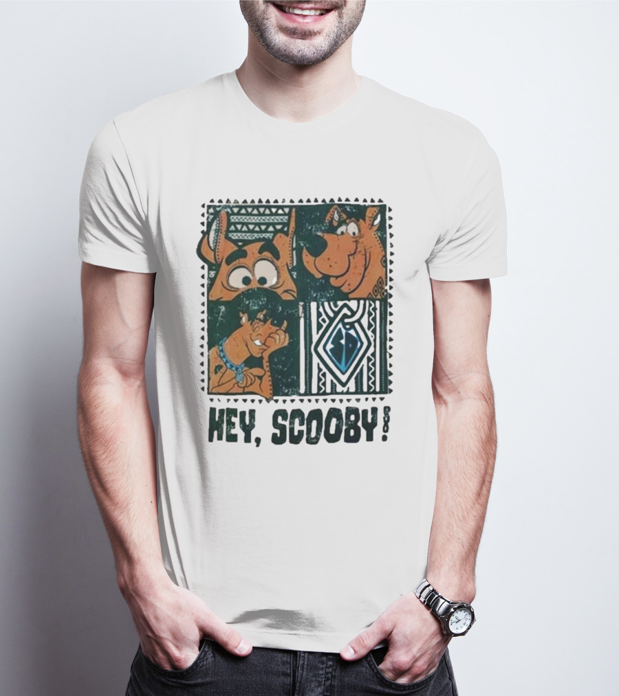 Scooby Doo Hey Scooby With Geometric Patterns And Scooby-Doo Facials T-Shirt