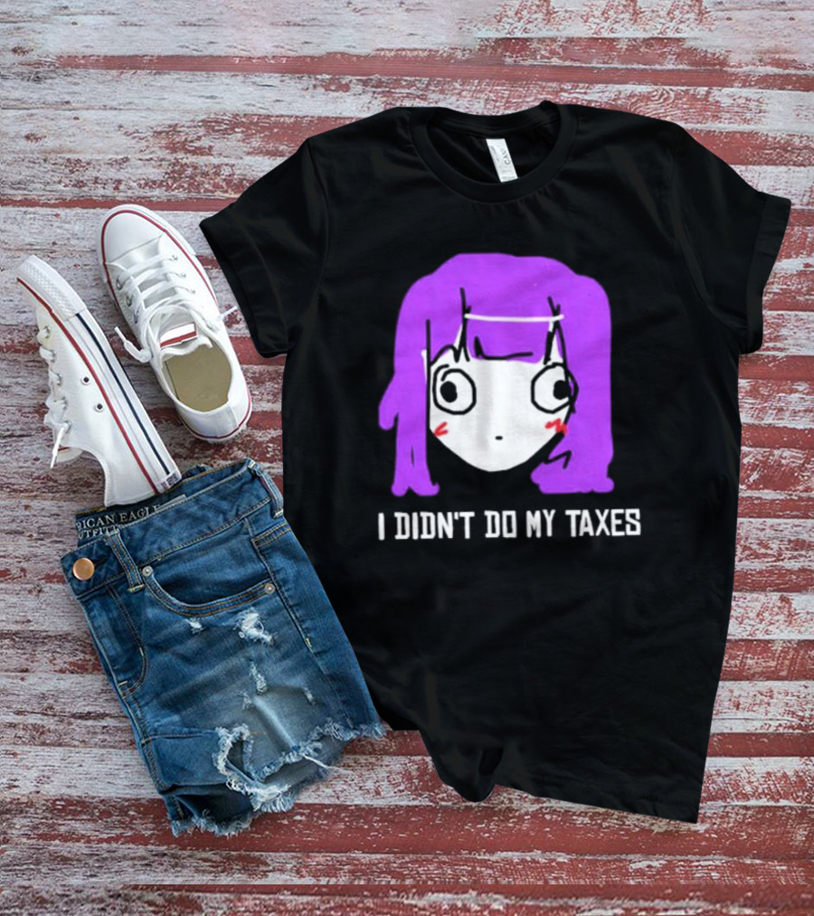 Jusagi Chan I Didn’t Do My Taxes Anime Style Purple Hair Sketch T-Shirt