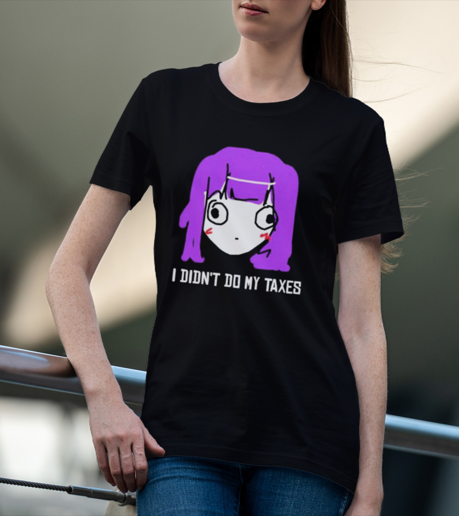 Jusagi Chan I Didn’t Do My Taxes Anime Style Purple Hair Sketch T-Shirt