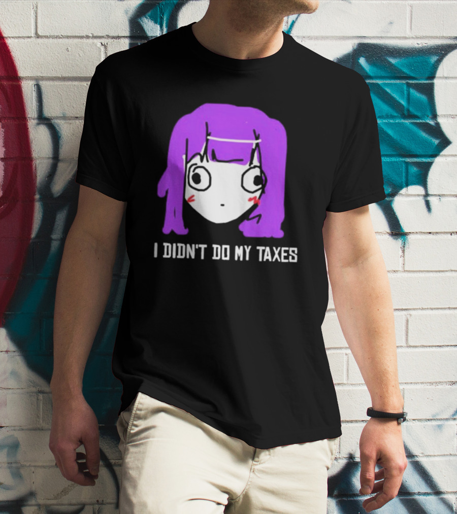 Jusagi Chan I Didn’t Do My Taxes Anime Style Purple Hair Sketch T-Shirt