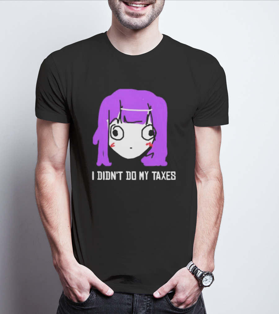 Jusagi Chan I Didn’t Do My Taxes Anime Style Purple Hair Sketch T-Shirt