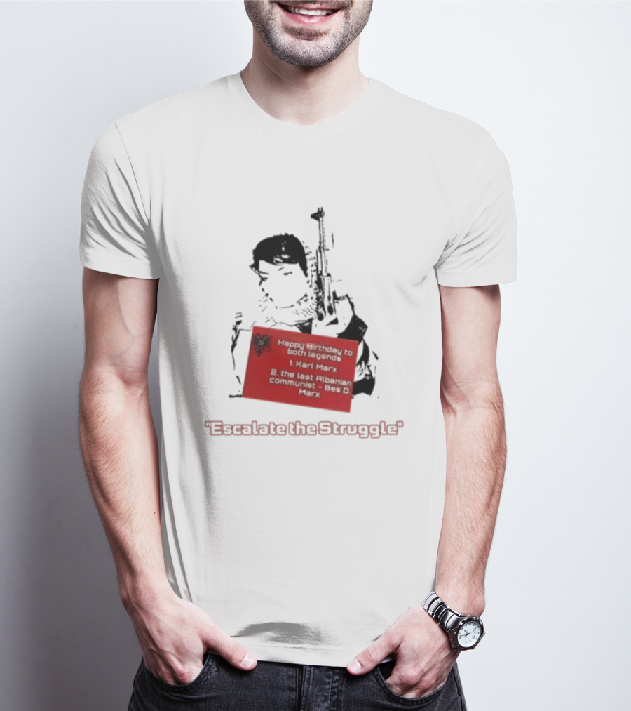Happy Birthday To Both Legends: 1. Karl Marx 2. The Last Albanian Communist Beq O. Mark Escalate The Struggle T-Shirt