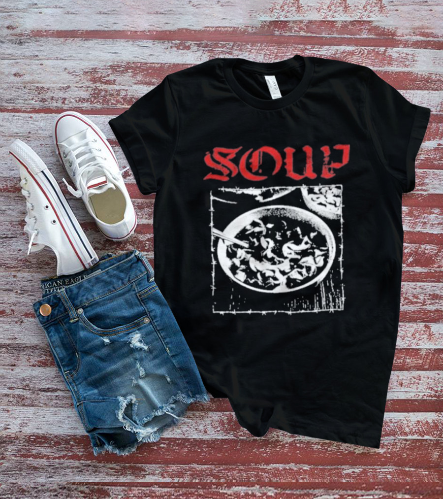 Soup Bowl With Red Hardcore Typography T-Shirt