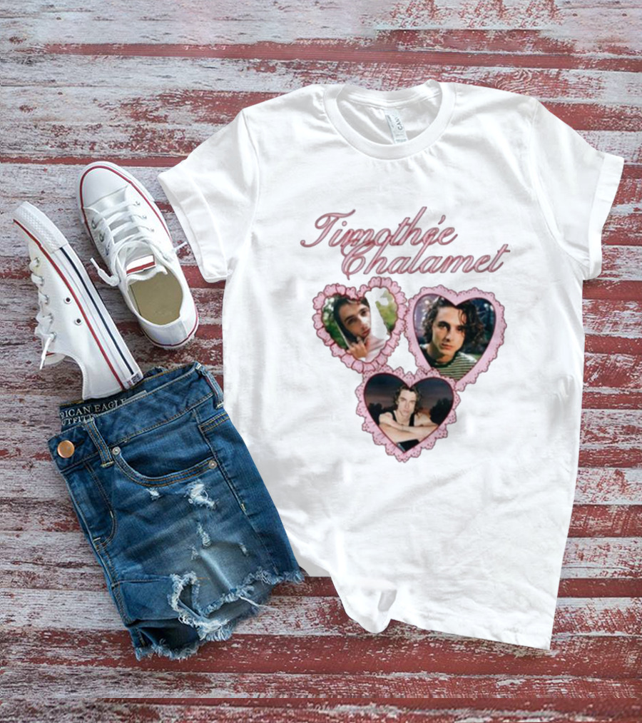 Timothée Chalamet Pink Heart Collage T-Shirt