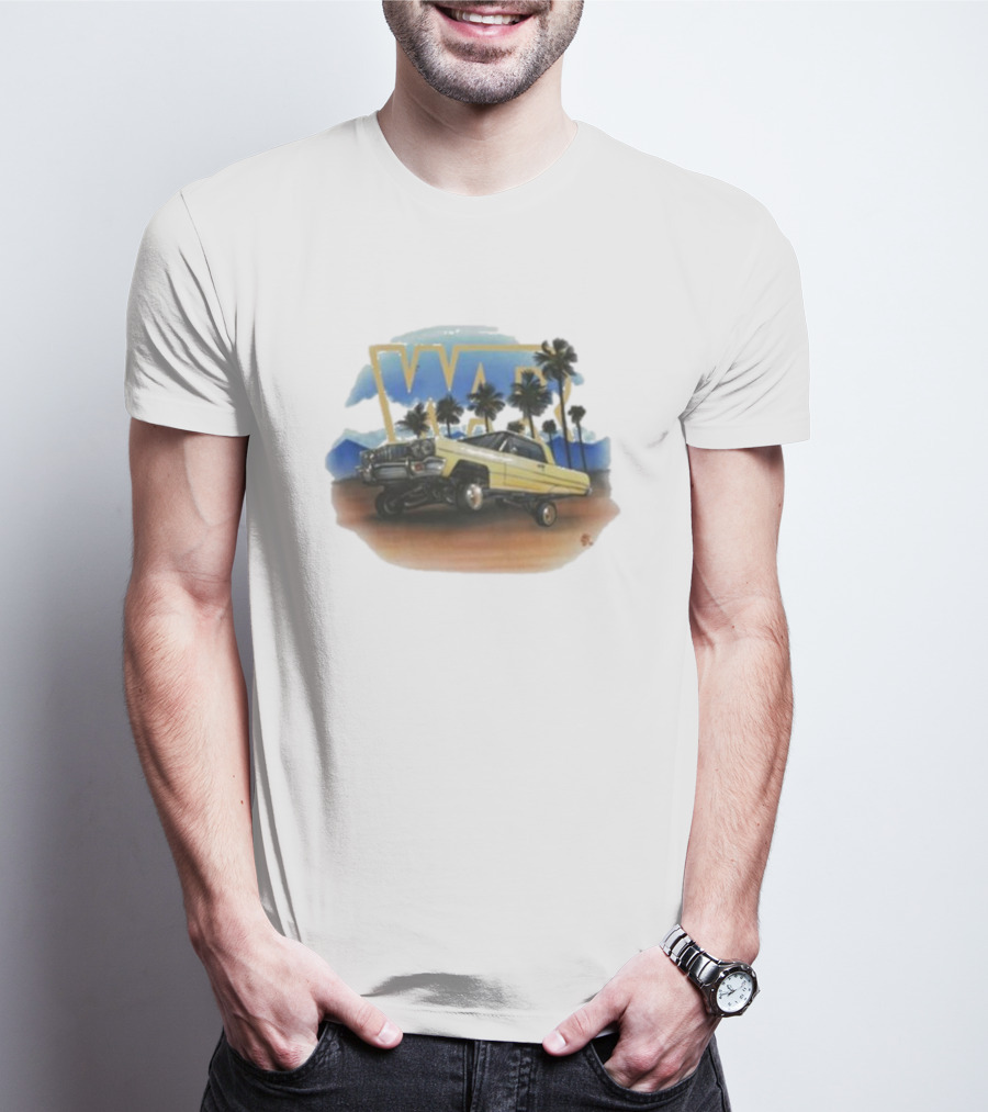 War Low Rider Airbrush Palm Trees Classic Car Lifted T-Shirt