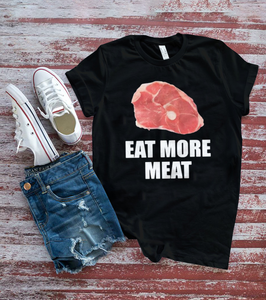Oscar De La Hoya Wearing Eat More Meat Steak Slice T-Shirt