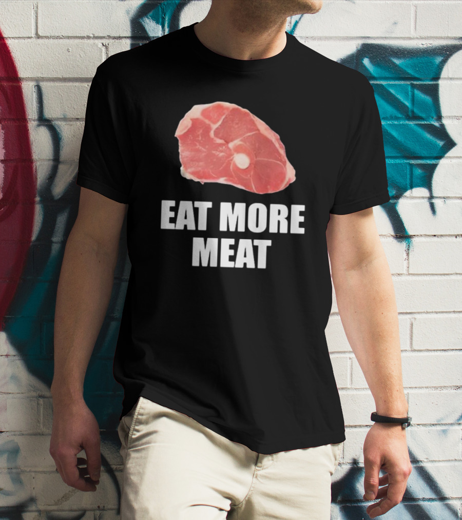 Oscar De La Hoya Wearing Eat More Meat Steak Slice T-Shirt