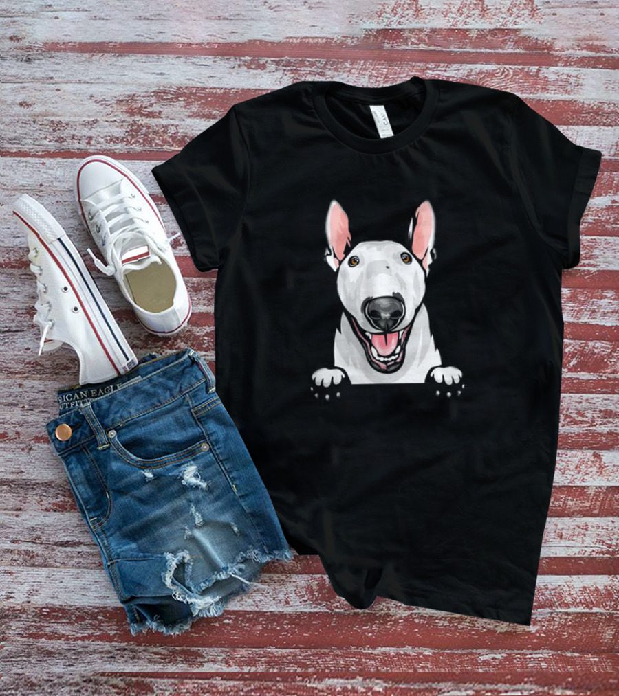 Animal Dog Bull Terrier Peeking With Ears And Nose T-Shirt