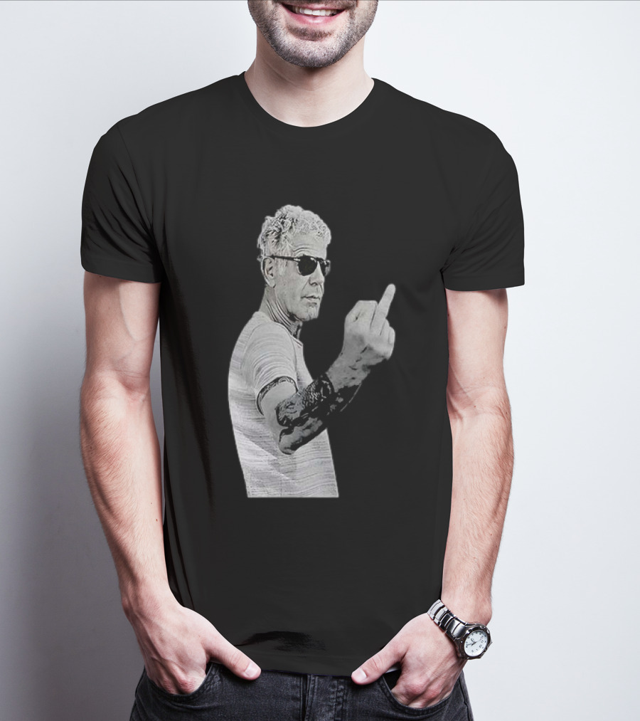 Anthony Bourdain Iconic Middle Finger Gesture T-Shirt