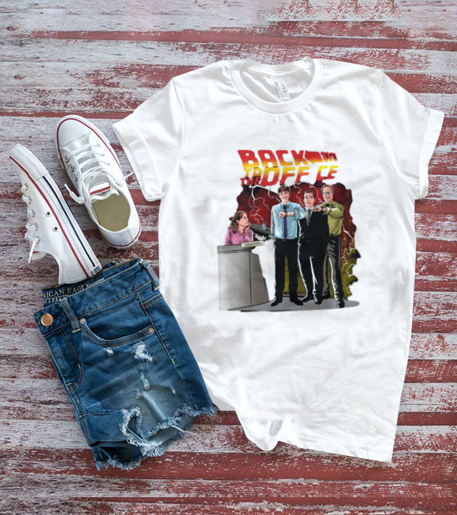 Back To The Office Men At Reception: Humorous Nostalgia With Lightning Burst T-Shirt
