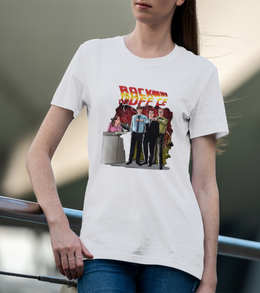 Back To The Office Men At Reception: Humorous Nostalgia With Lightning Burst T-Shirt