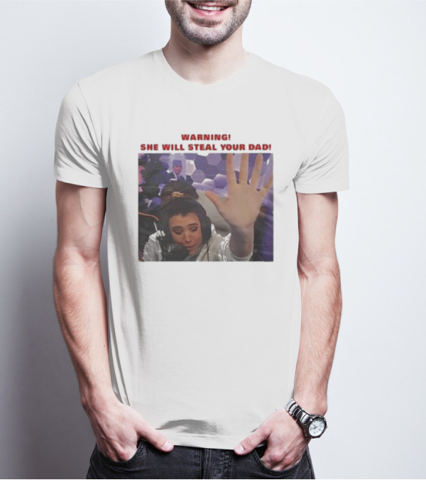 Warning She Will Steal Your Dad Raised Hand Microphone Scene T-Shirt